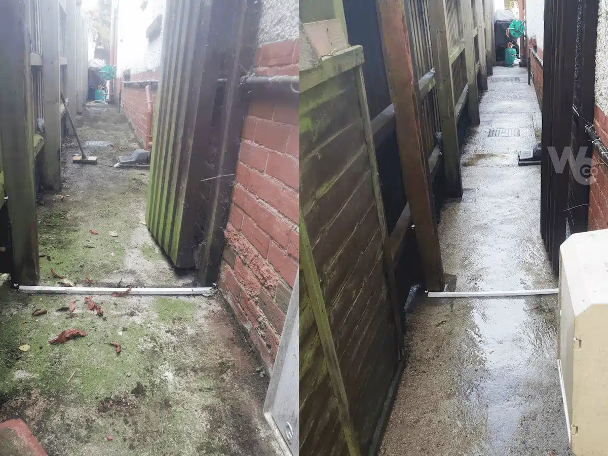 Before and after pressure washing