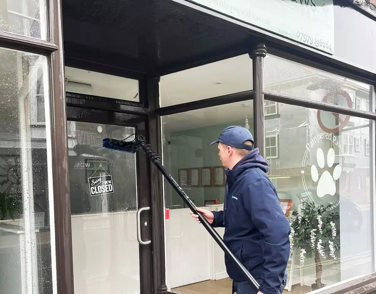 Shopfront window cleaning