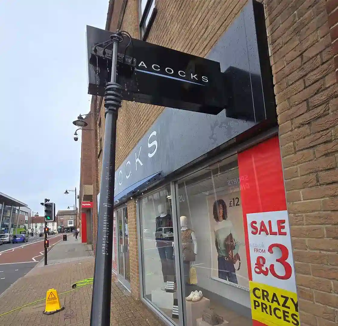 Shopfront windows cleaned at Peacocks in Newport High Street